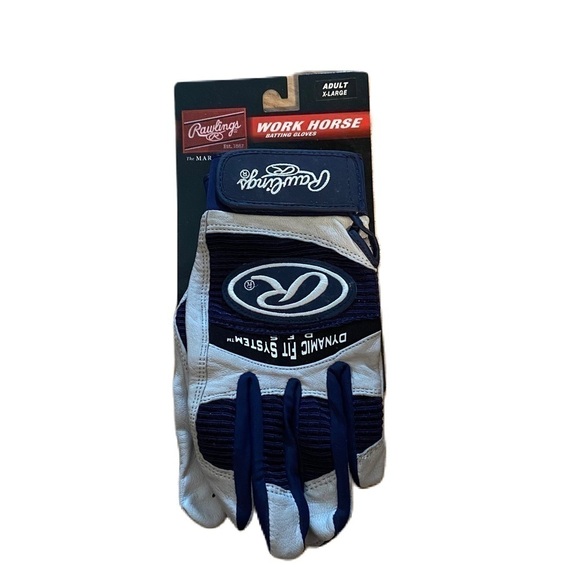 Rawlings Dynamic Fit System Batting Gloves NEW Adult XL Blue Baseball Work Horse - Picture 1 of 4